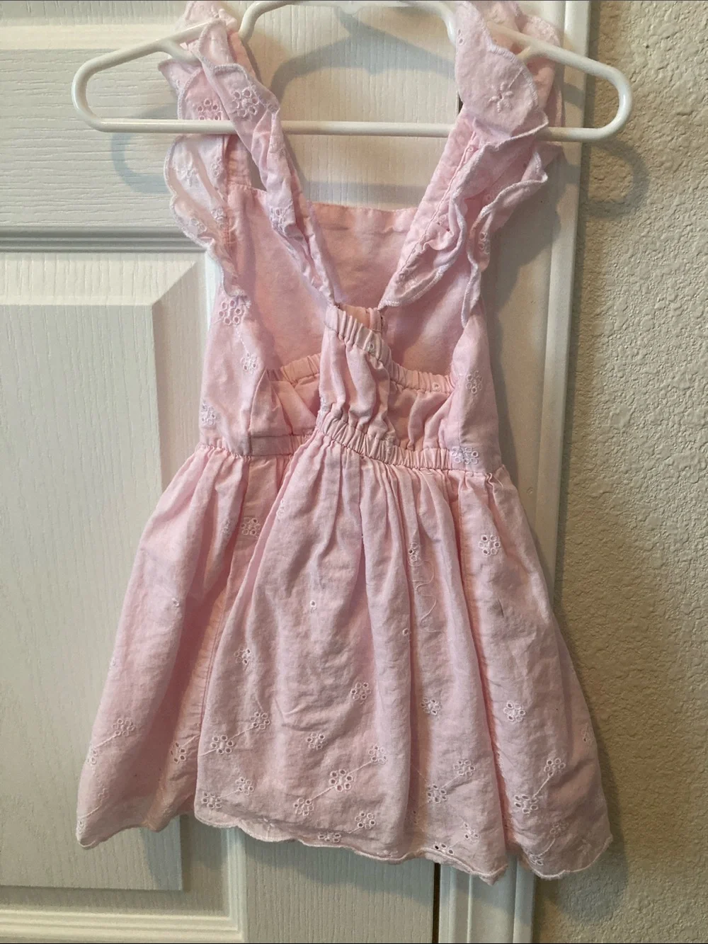 She’ll 100% Cootin Girls' Pink Eyelet Ruffle Strap Dress